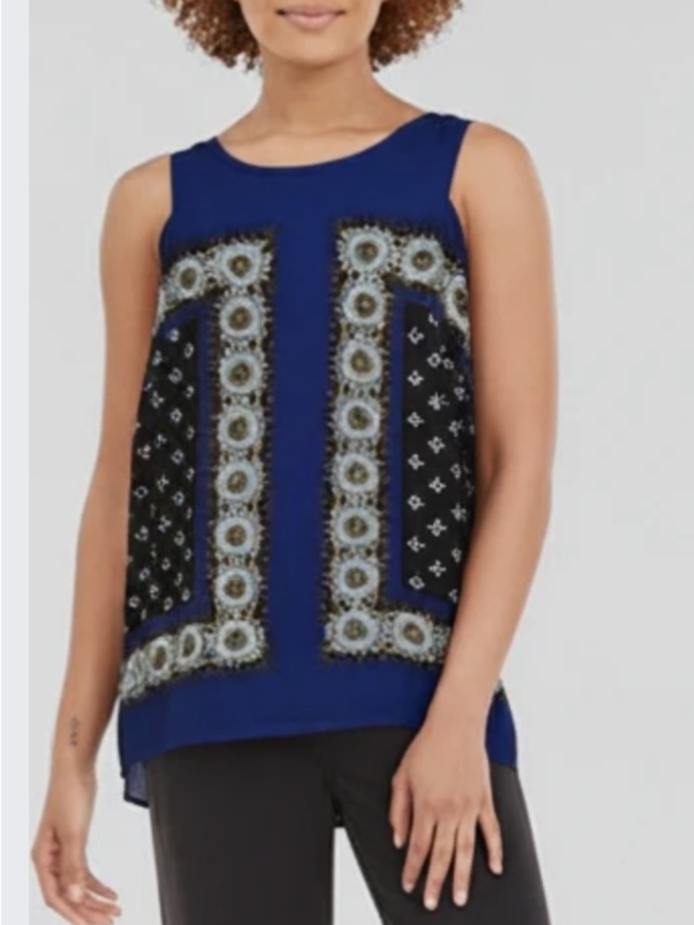 Artisan Ny Blue Patterned Sleeveless Camisole